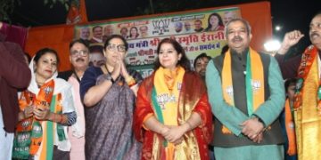 Union Minister Smriti Irani urges voters in Delhi's Rajinder Nagar to vote for BJP in MCD polls