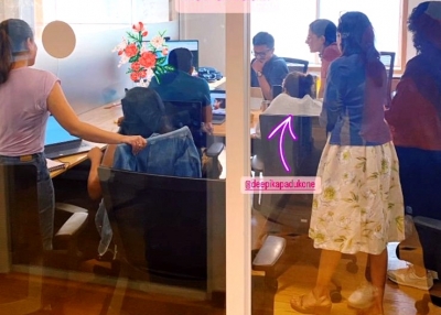Ranveer surprises wife Deepika at her office on their wedding anniversary