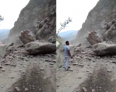 Jammu-Srinagar National Highway closed due to landslide Jammu-Srinagar National Highway closed due to landslide