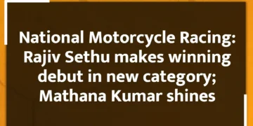 National Motorcycle Racing: Rajiv Sethu makes winning debut in new category; Mathana Kumar shines