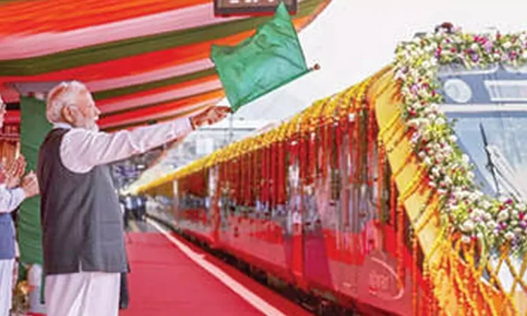 Prime Minister Modi Launches Four New Vande Bharat Trains in Varanasi Prime Minister Modi Launches Four New Vande Bharat Trains in Varanasi