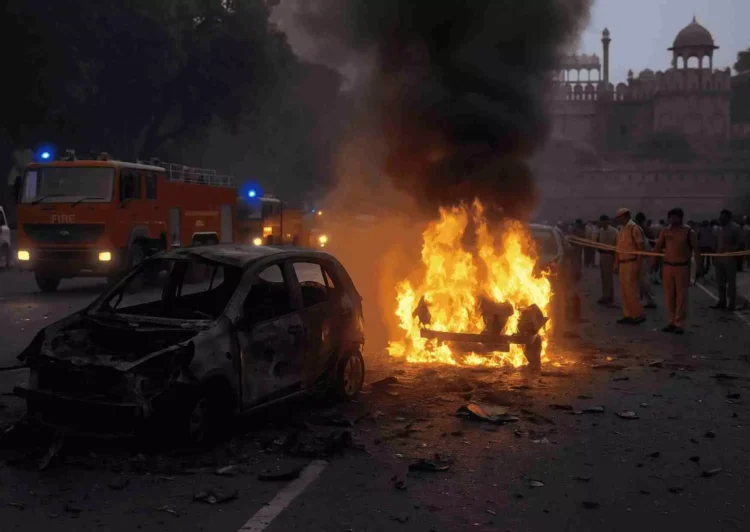 Several Injured in Car Explosion Near Red Fort in Delhi Several Injured in Car Explosion Near Red Fort in Delhi